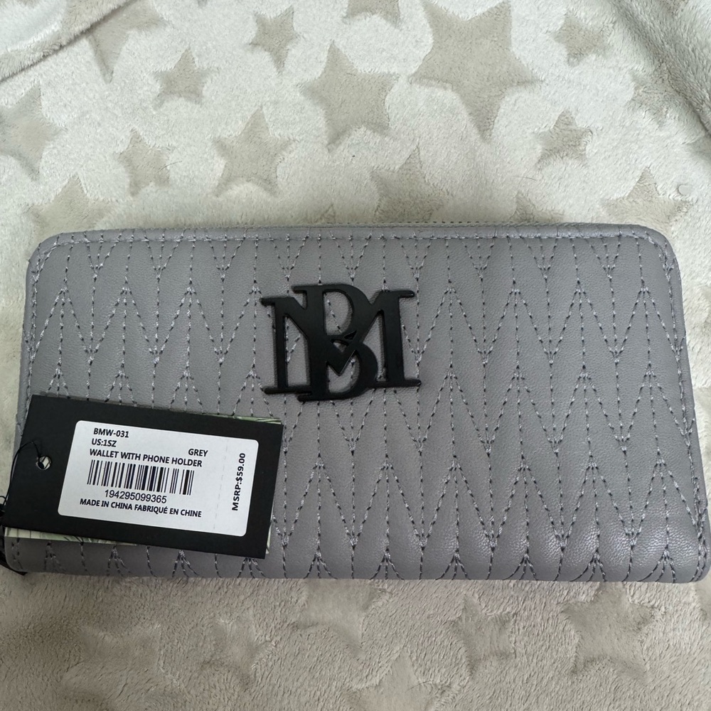 Badgley Mischka Silver Quilted Wallet